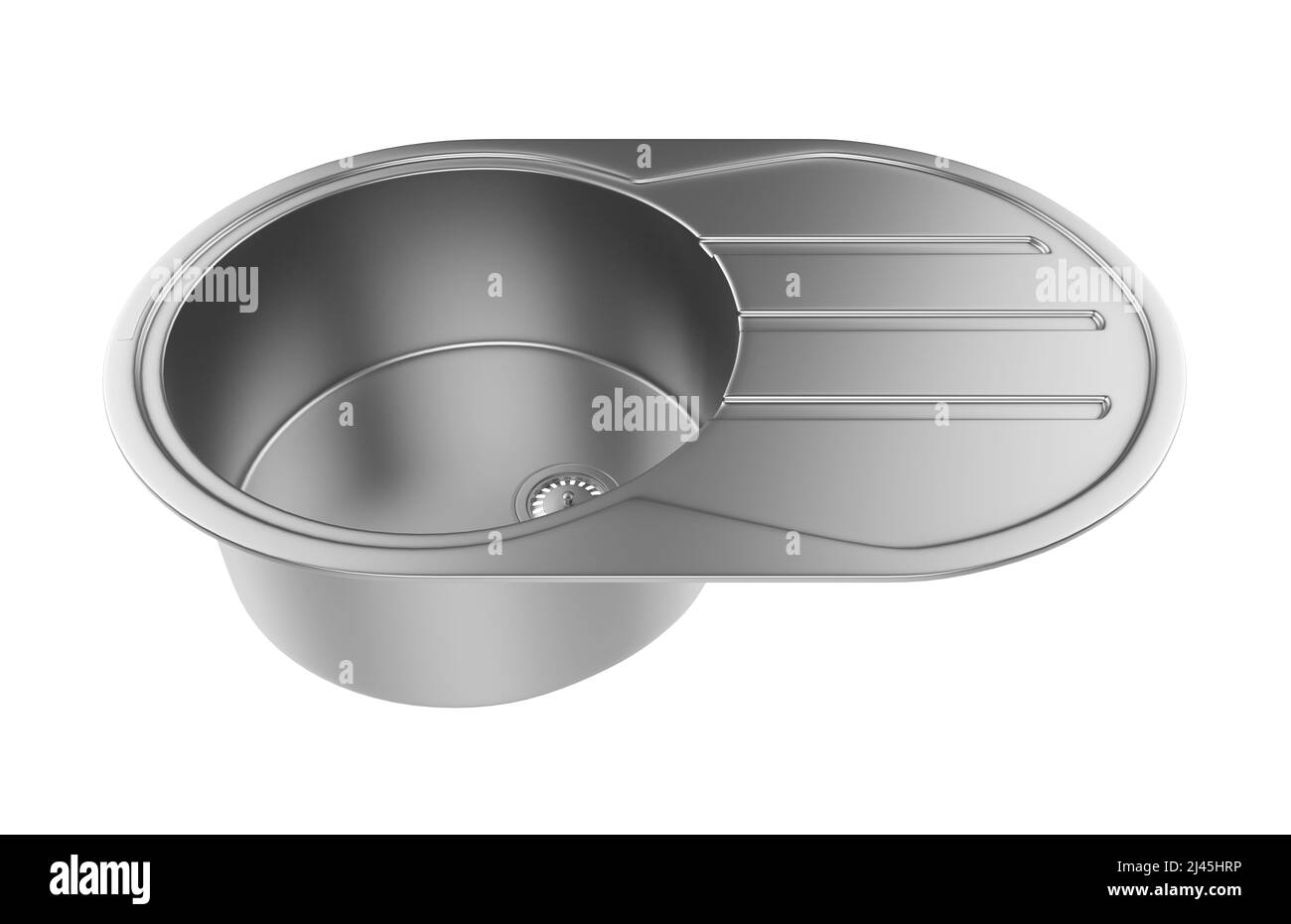 Évier de cuisine isolé sur fond blanc, 3D rendu. Banque D'Images