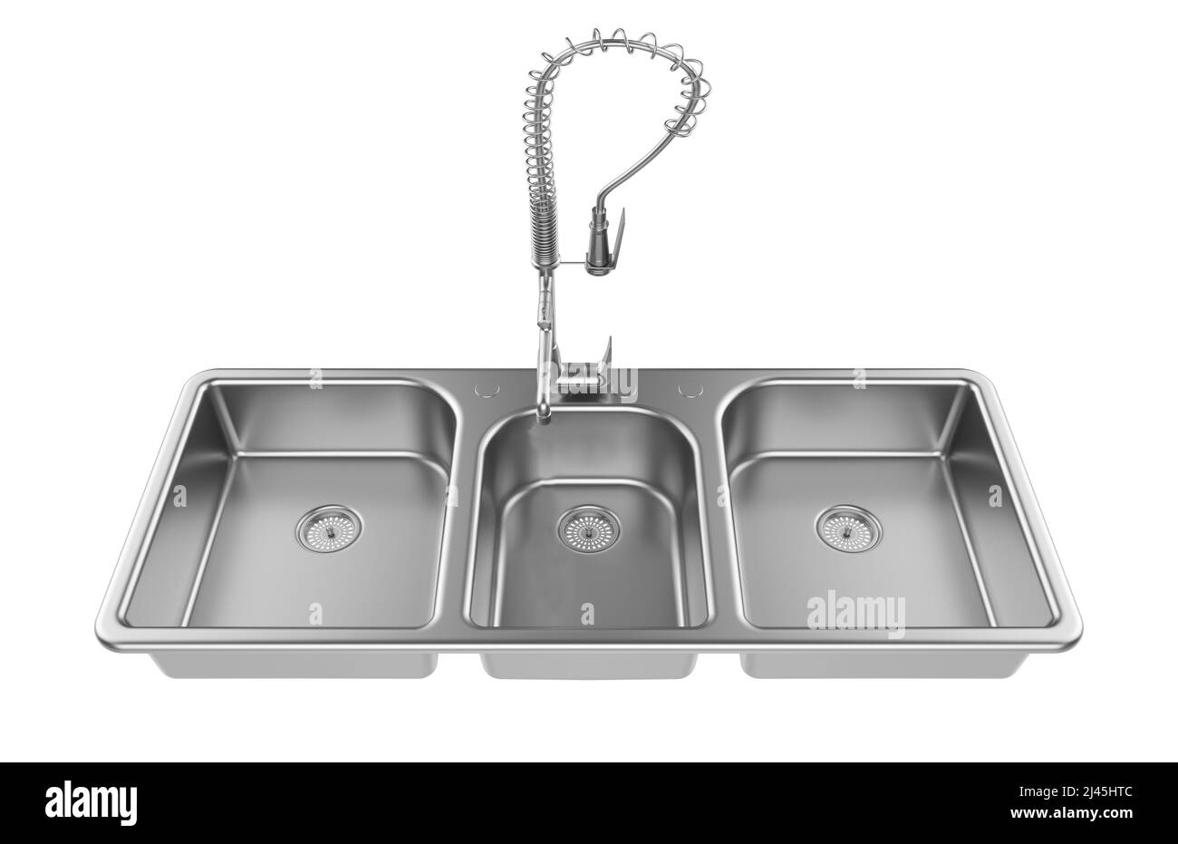 Évier de cuisine isolé sur fond blanc, 3D rendu. Banque D'Images