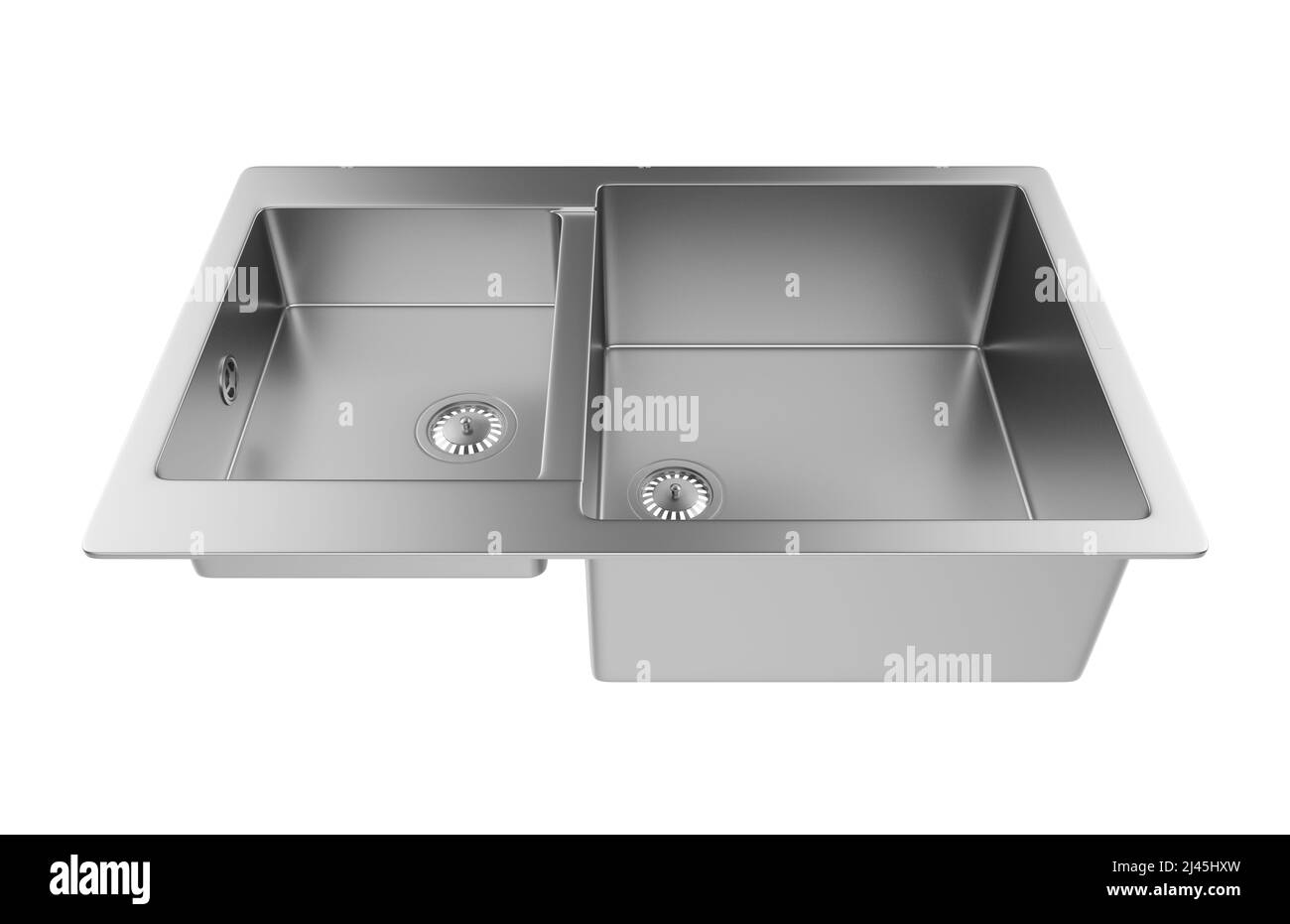 Évier de cuisine isolé sur fond blanc, 3D rendu. Banque D'Images