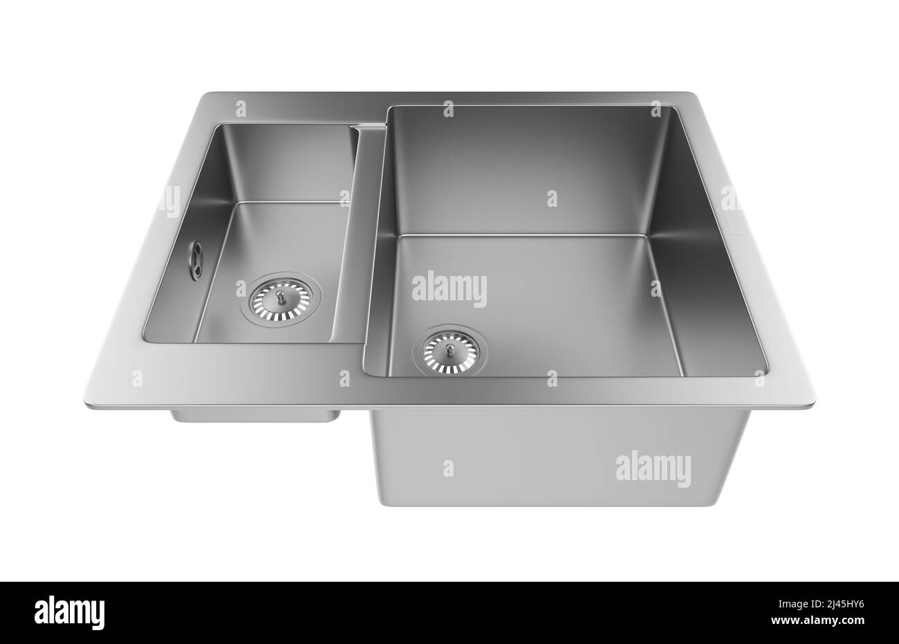 Évier de cuisine isolé sur fond blanc, 3D rendu. Banque D'Images