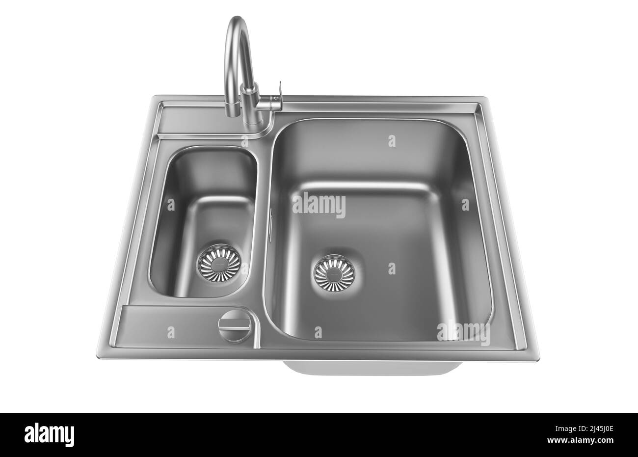 Évier de cuisine isolé sur fond blanc, 3D rendu. Banque D'Images