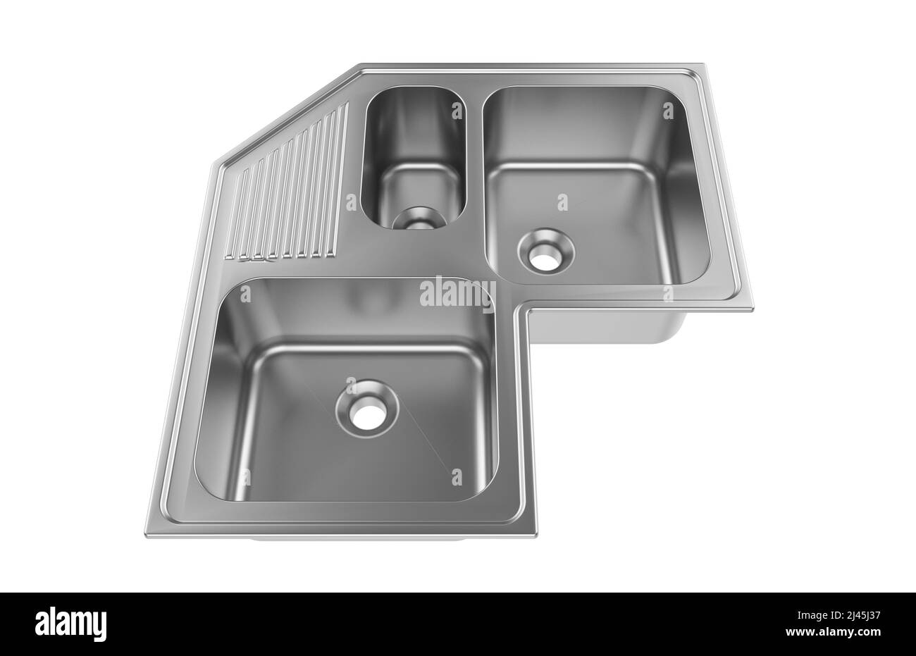 Évier de cuisine isolé sur fond blanc, 3D rendu. Banque D'Images