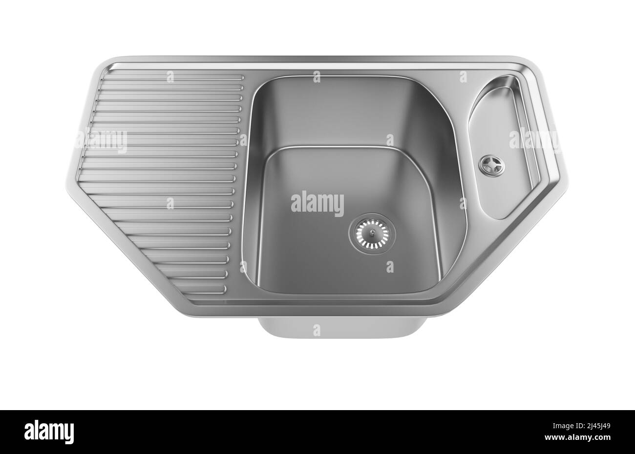 Évier de cuisine isolé sur fond blanc, 3D rendu. Banque D'Images