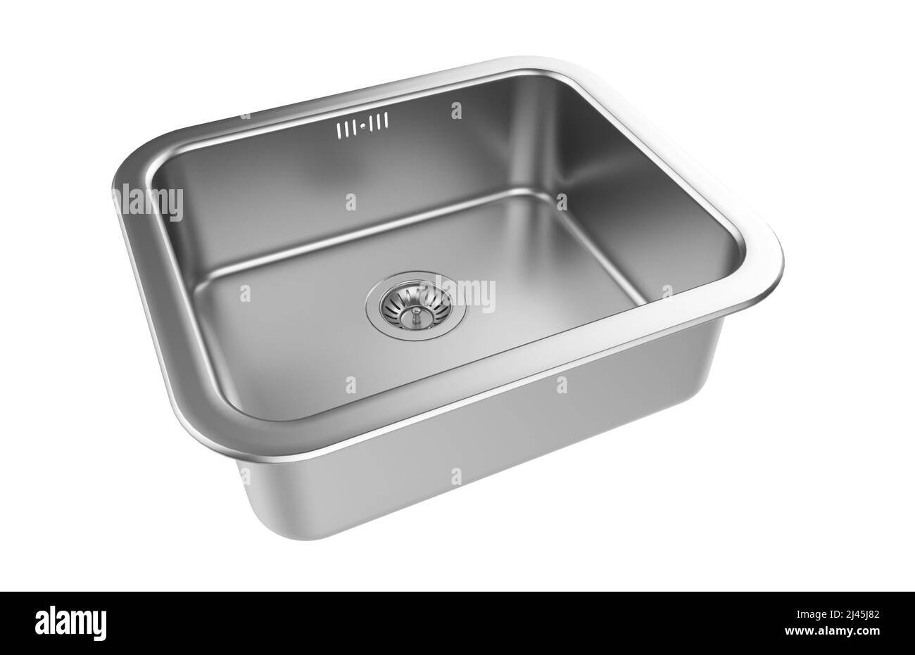 Évier de cuisine isolé sur fond blanc, 3D rendu. Banque D'Images