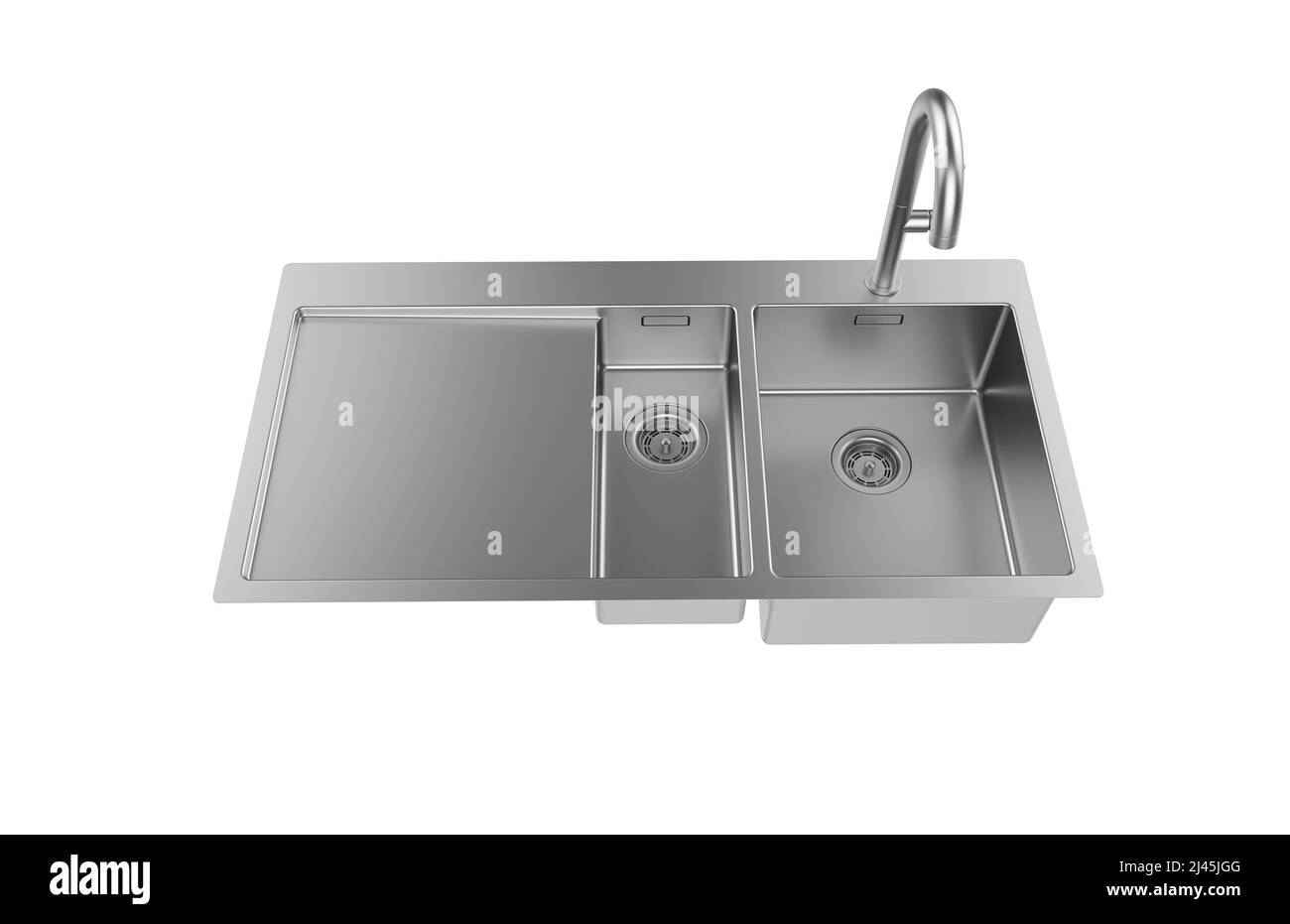 Évier de cuisine isolé sur fond blanc, 3D rendu. Banque D'Images