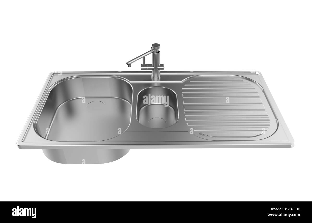 Évier de cuisine isolé sur fond blanc, 3D rendu. Banque D'Images