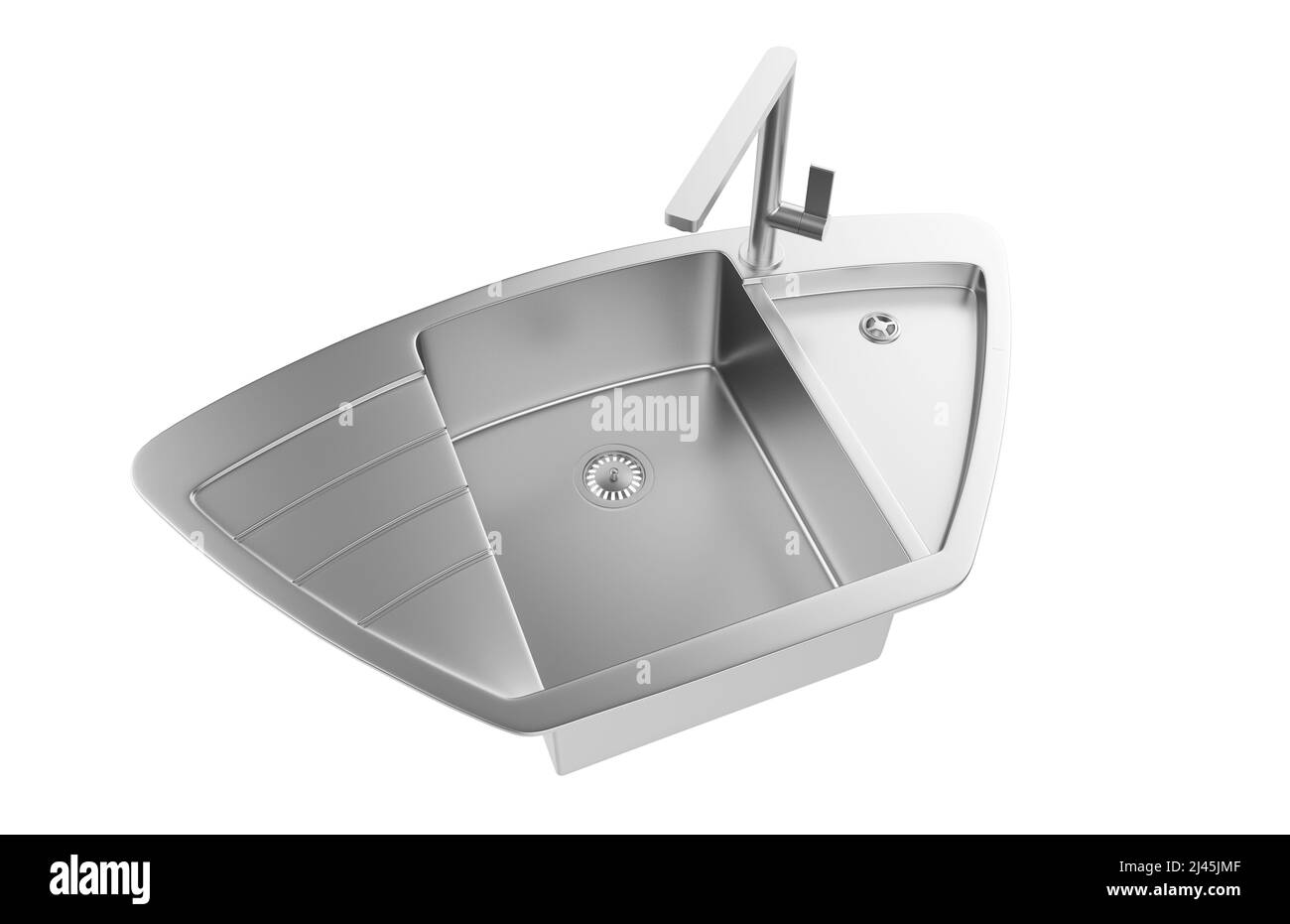 Évier de cuisine isolé sur fond blanc, 3D rendu. Banque D'Images