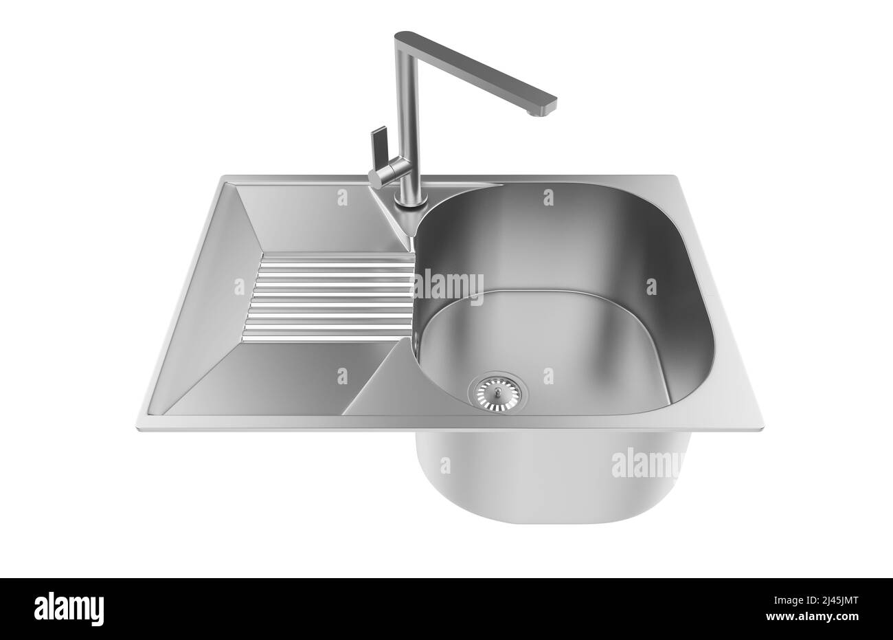 Évier de cuisine isolé sur fond blanc, 3D rendu. Banque D'Images