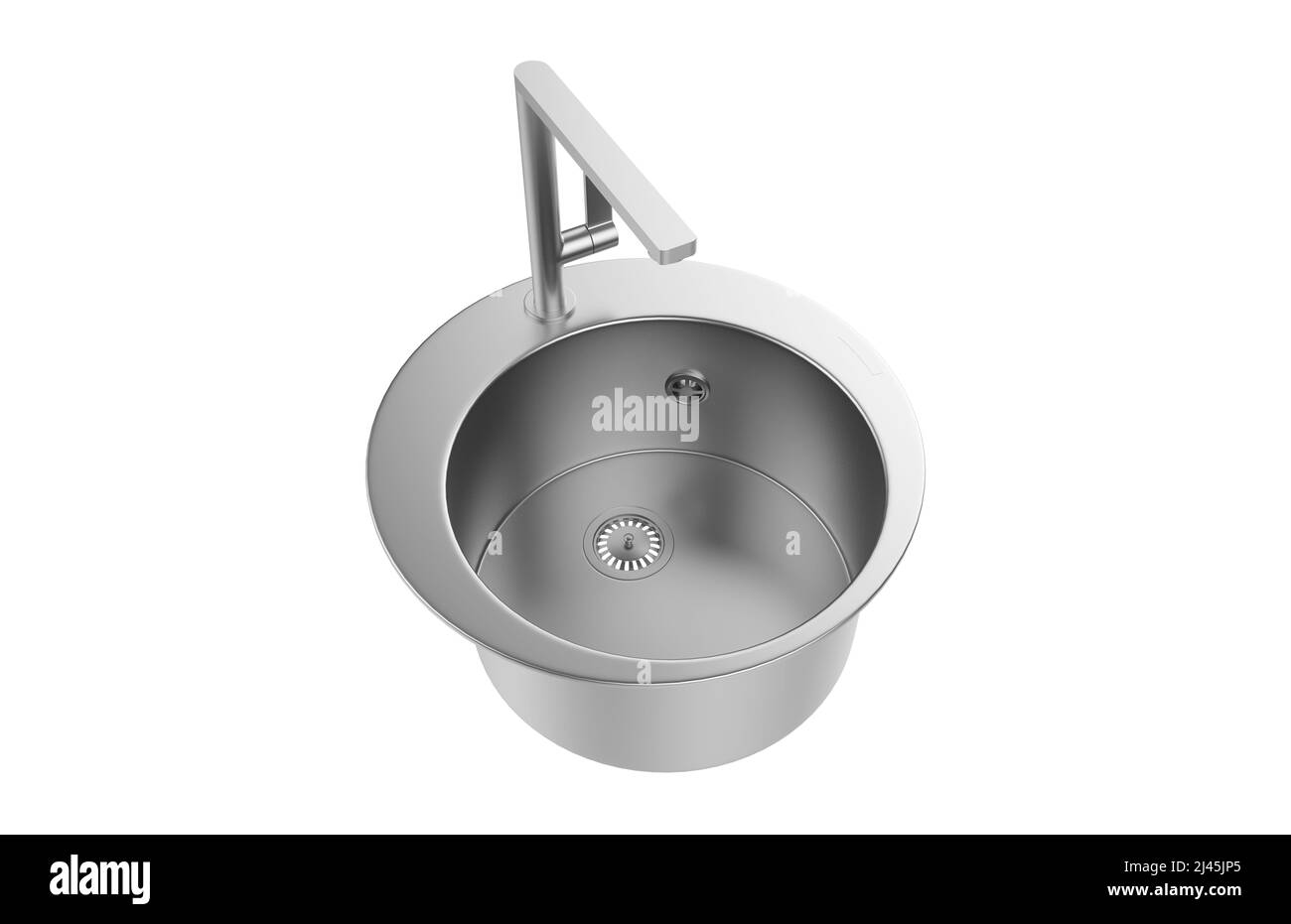 Évier de cuisine isolé sur fond blanc, 3D rendu. Banque D'Images
