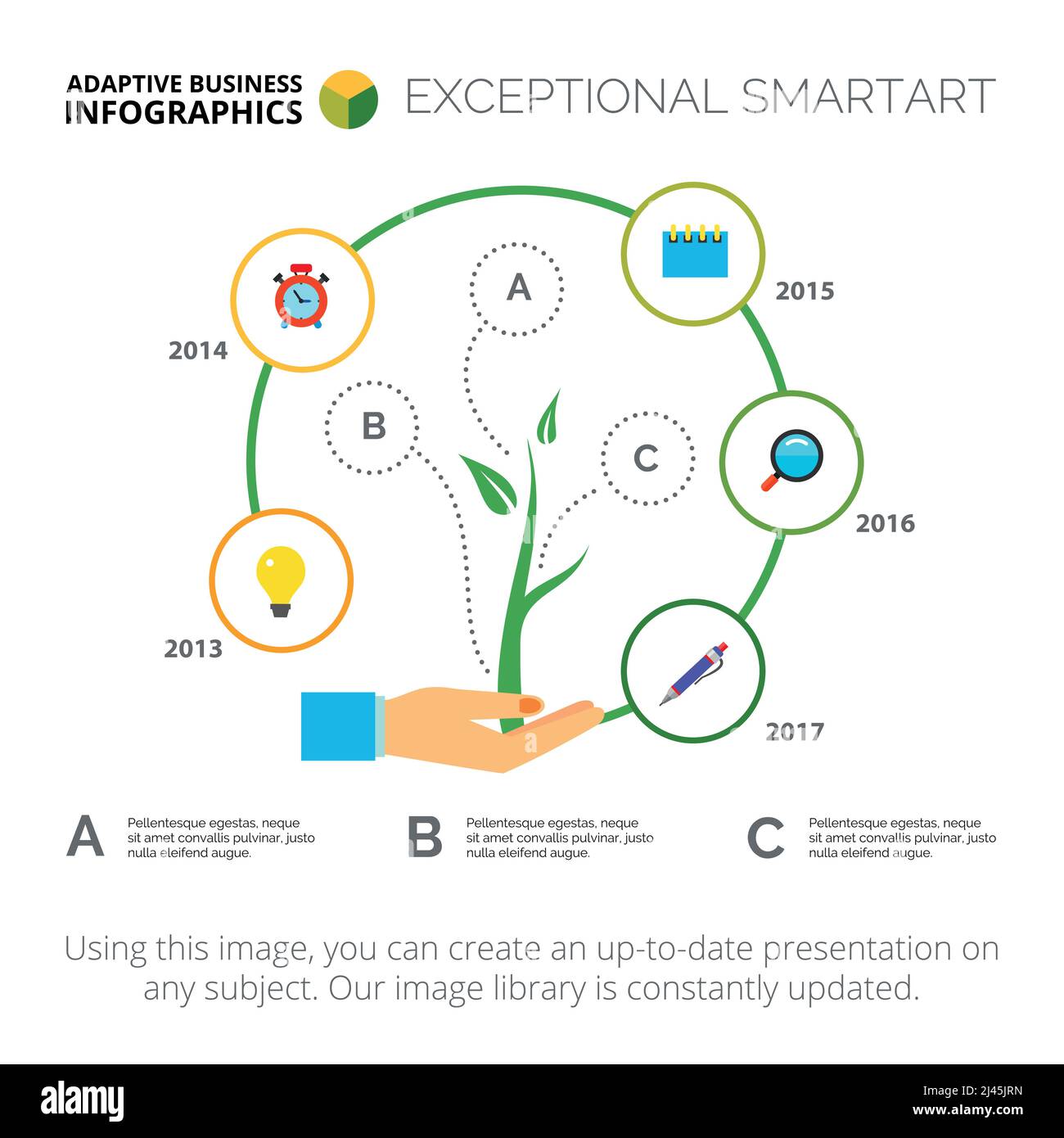 Diagramme de processus en cinq étapes. Diagramme chronologique, diagramme de métaphore, mise en page. Concept créatif pour l'infographique, la présentation. Peut être utilisé pour des sujets tels que Illustration de Vecteur