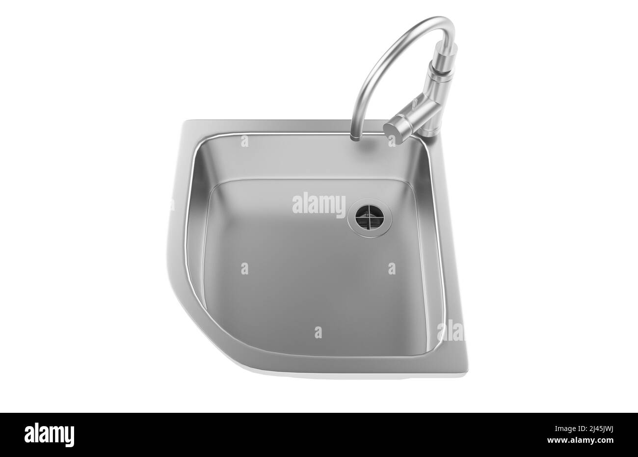 Évier de cuisine isolé sur fond blanc, 3D rendu. Banque D'Images