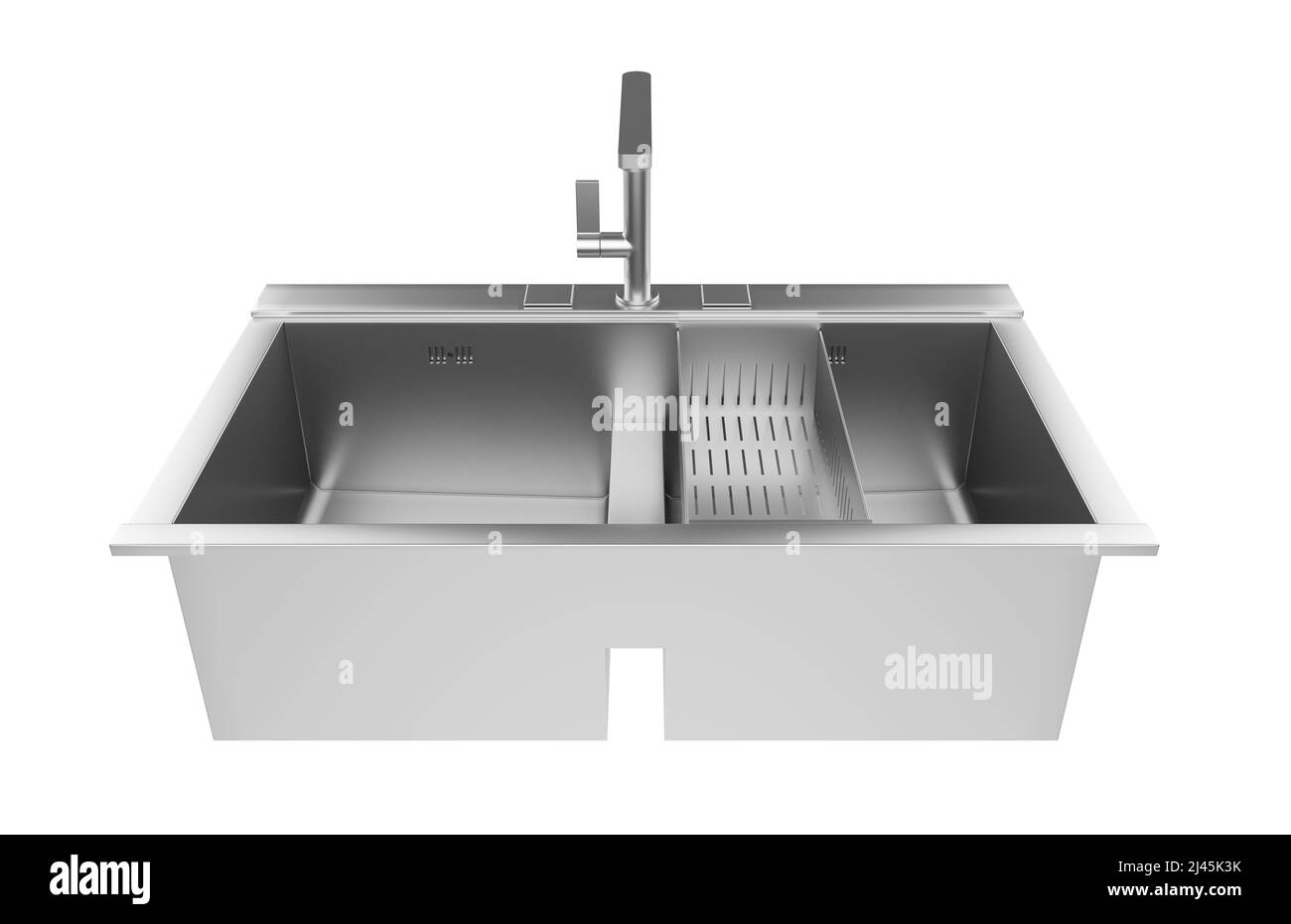 Évier de cuisine isolé sur fond blanc, 3D rendu. Banque D'Images