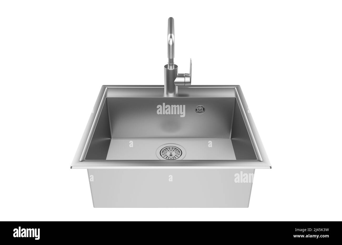 Évier de cuisine isolé sur fond blanc, 3D rendu. Banque D'Images