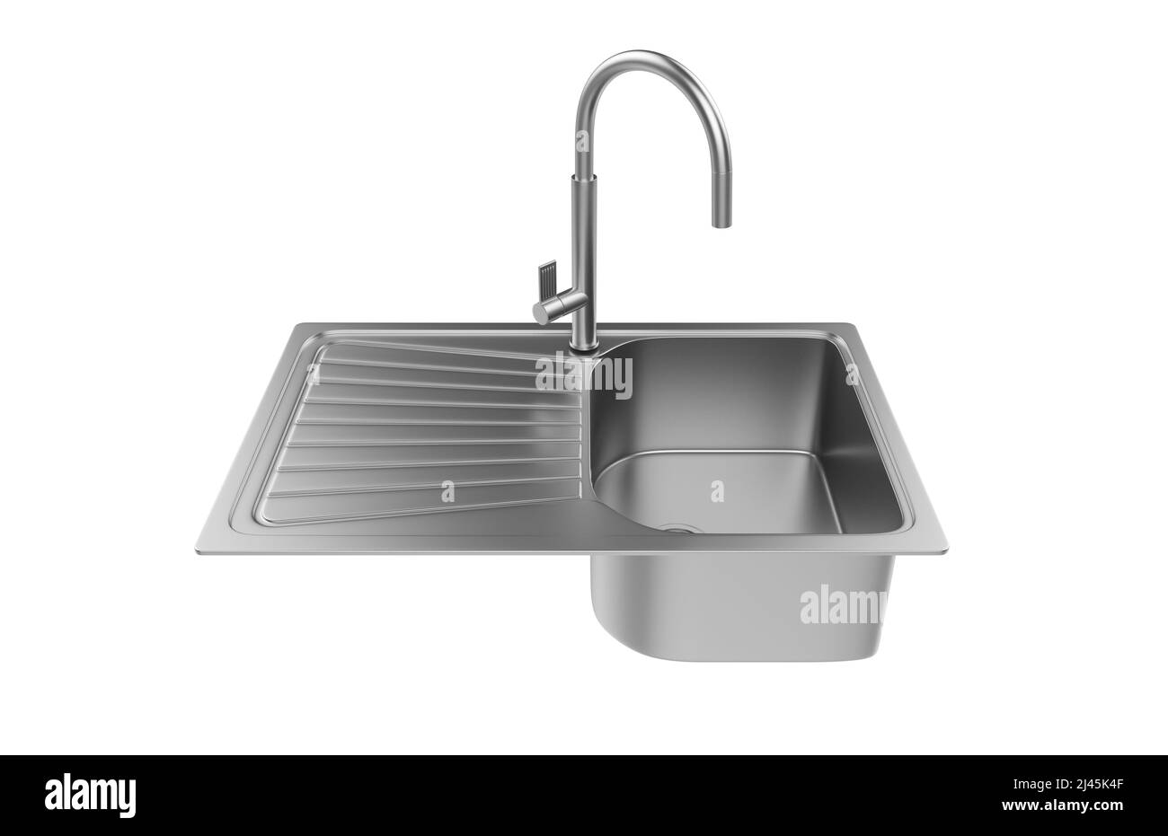 Évier de cuisine isolé sur fond blanc, 3D rendu. Banque D'Images