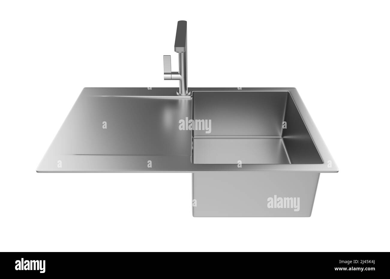 Évier de cuisine isolé sur fond blanc, 3D rendu. Banque D'Images