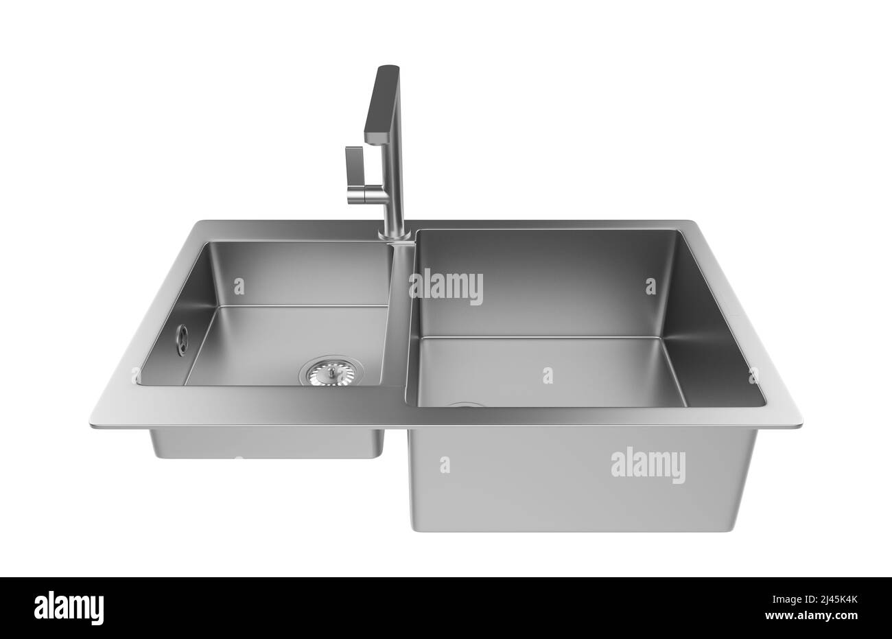 Évier de cuisine isolé sur fond blanc, 3D rendu. Banque D'Images