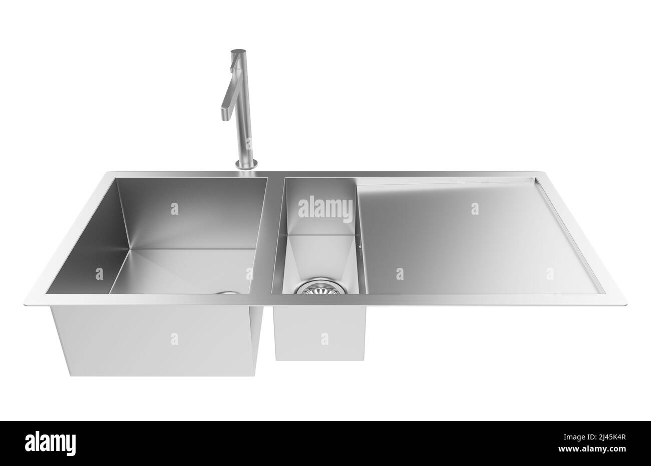 Évier de cuisine isolé sur fond blanc, 3D rendu. Banque D'Images