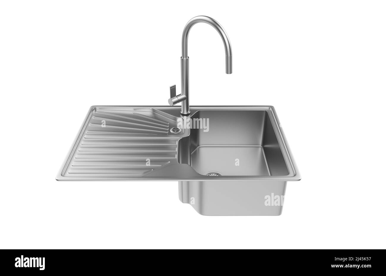 Évier de cuisine isolé sur fond blanc, 3D rendu. Banque D'Images