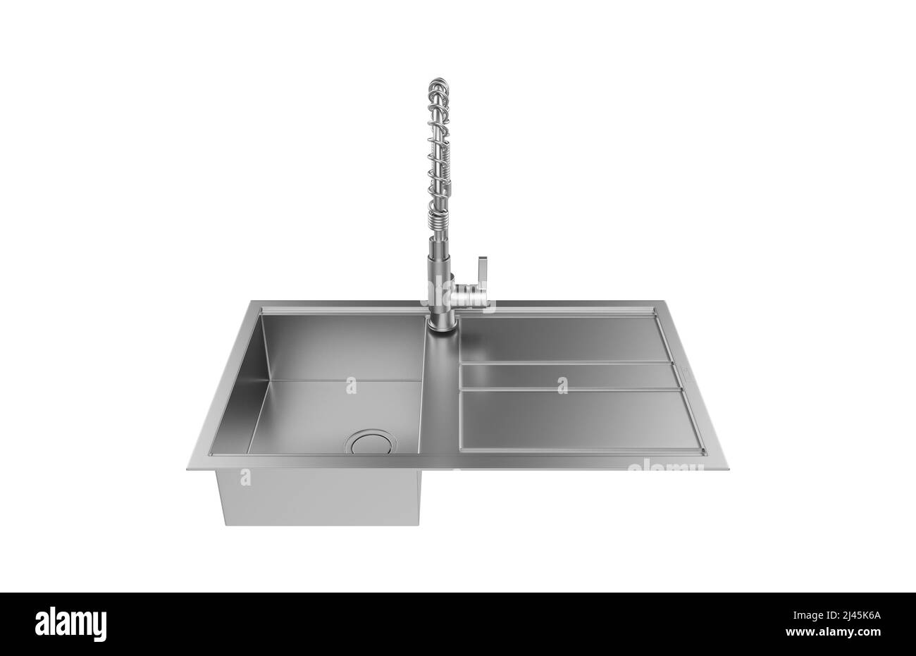 Évier de cuisine isolé sur fond blanc, 3D rendu. Banque D'Images