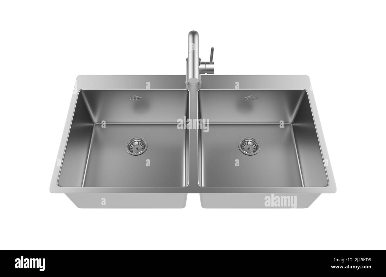 Évier de cuisine isolé sur fond blanc, 3D rendu. Banque D'Images