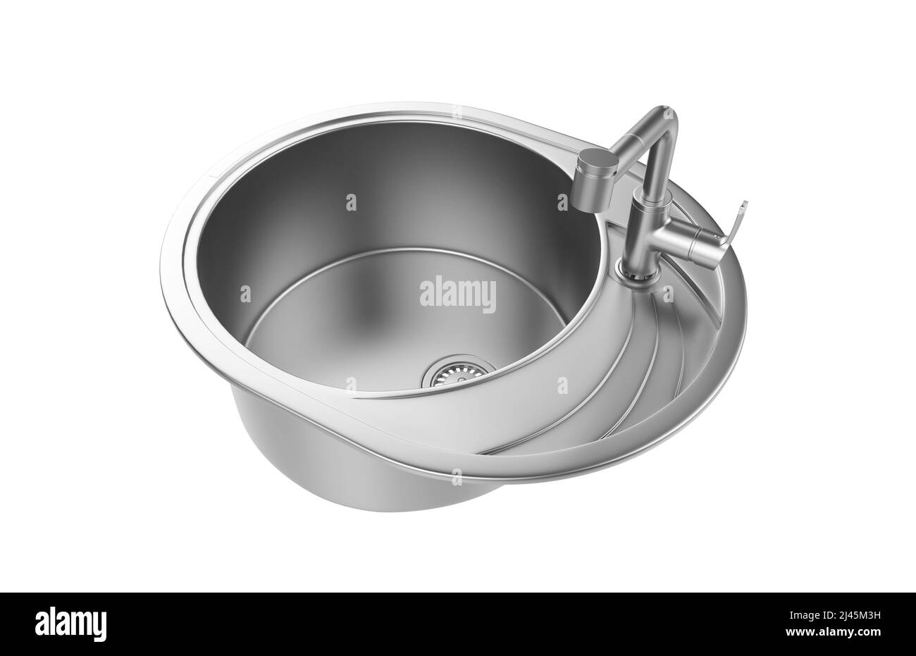 Évier de cuisine isolé sur fond blanc, 3D rendu. Banque D'Images