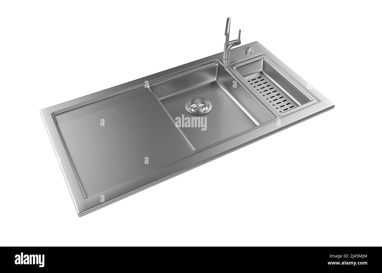 Évier de cuisine isolé sur fond blanc, 3D rendu. Banque D'Images