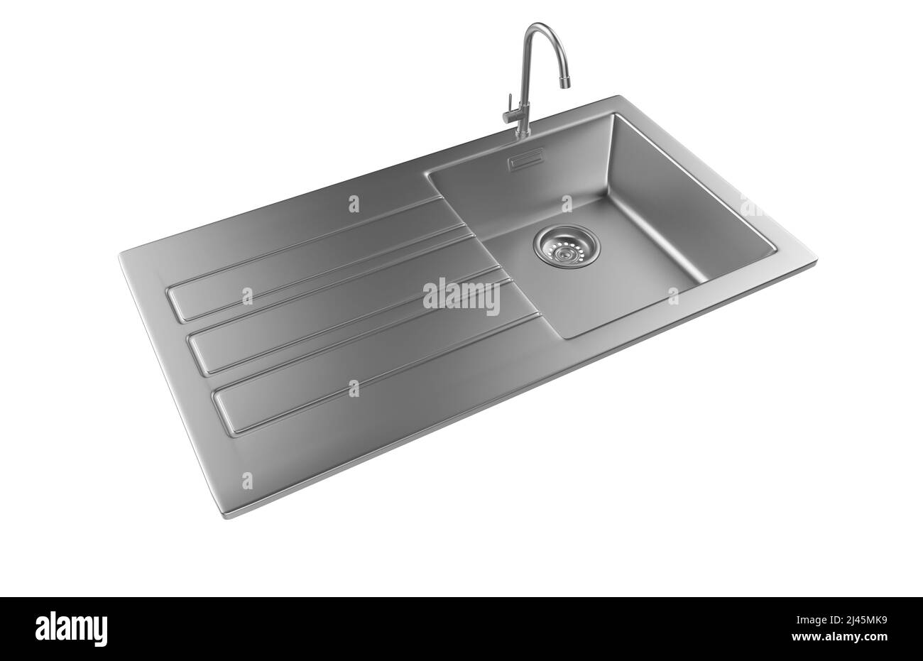 Évier de cuisine isolé sur fond blanc, 3D rendu. Banque D'Images