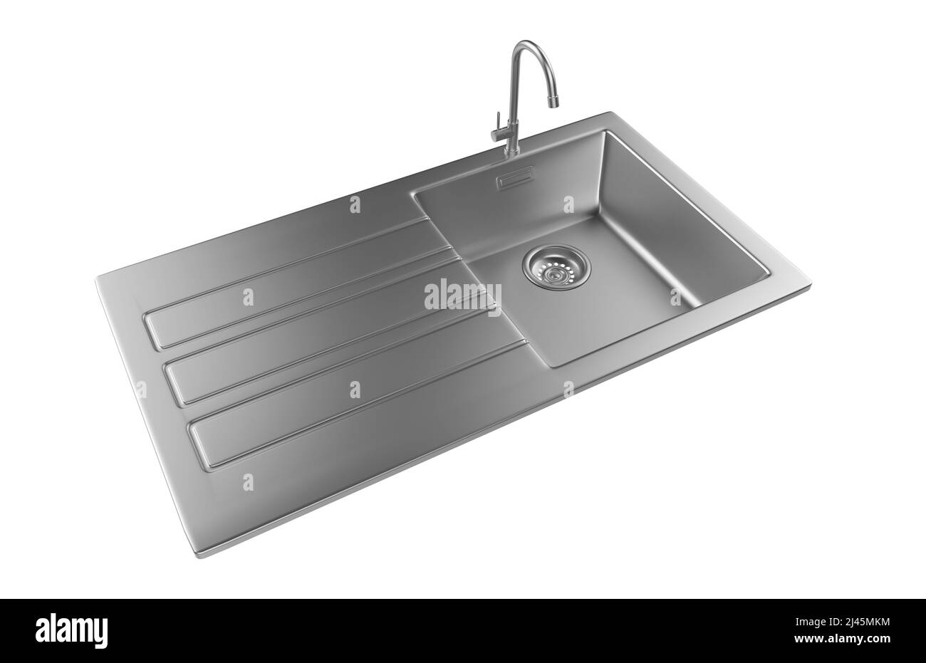 Évier de cuisine isolé sur fond blanc, 3D rendu. Banque D'Images