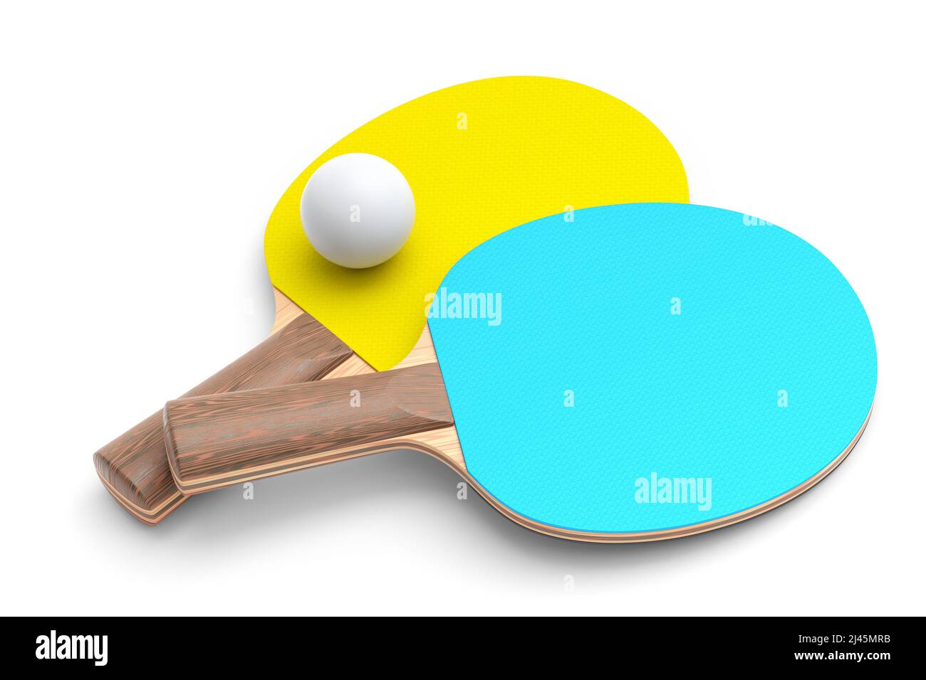 Paire de raquettes de ping-pong pour le tennis de table avec balle isolée  sur fond blanc. rendu 3d des équipements de sport pour l'entraînement actif  Photo Stock - Alamy