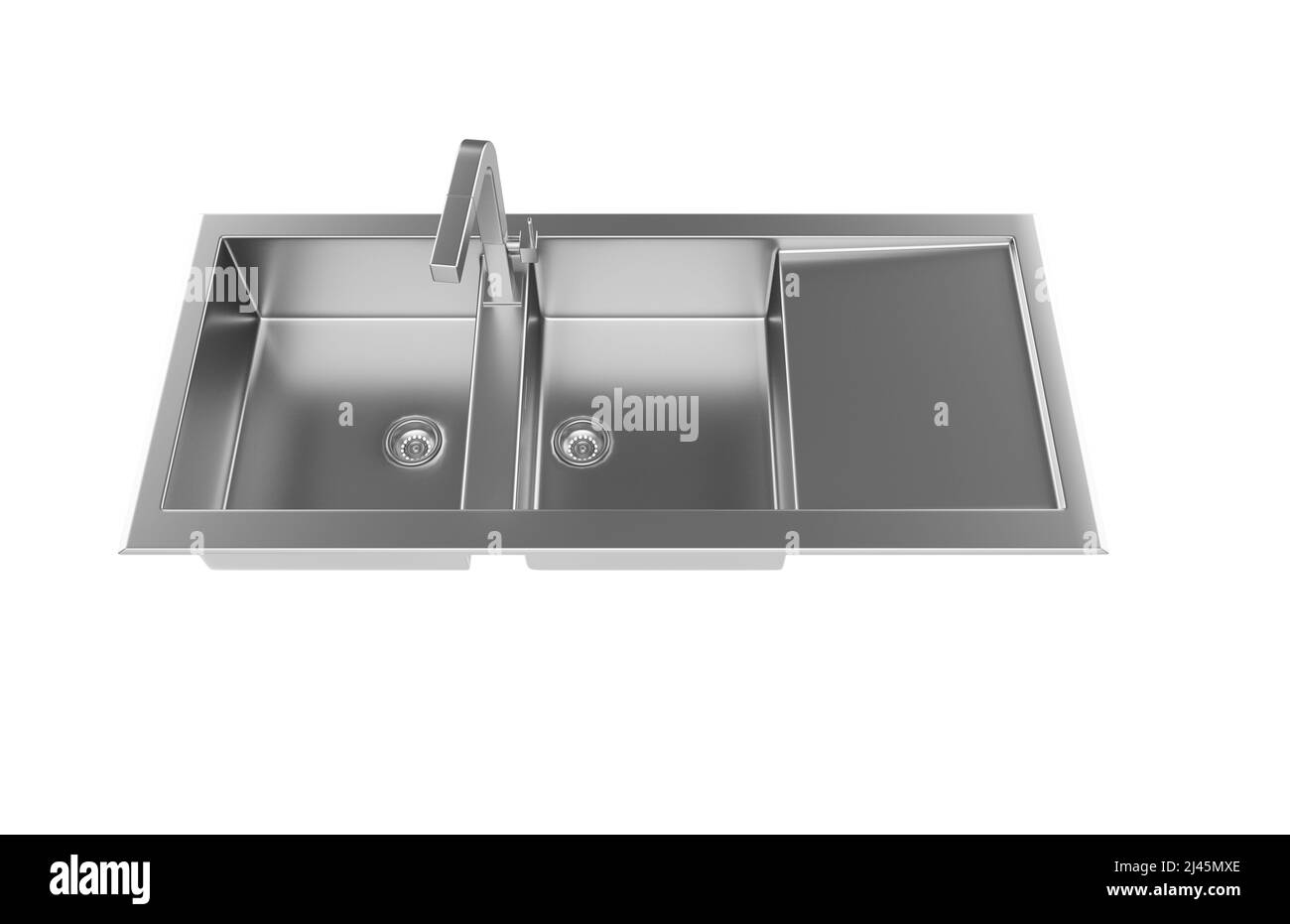 Évier de cuisine isolé sur fond blanc, 3D rendu. Banque D'Images