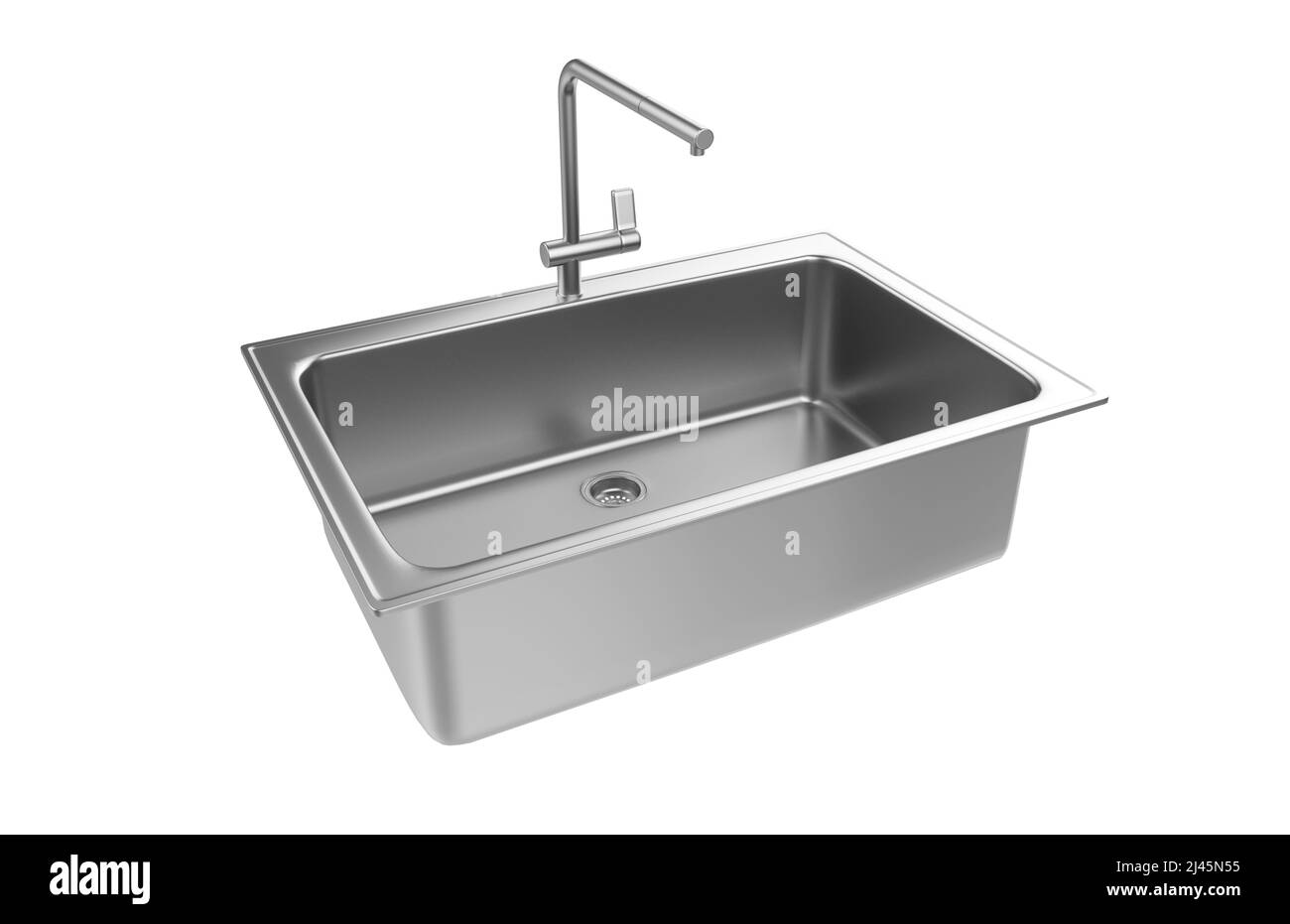 Évier de cuisine isolé sur fond blanc, 3D rendu. Banque D'Images