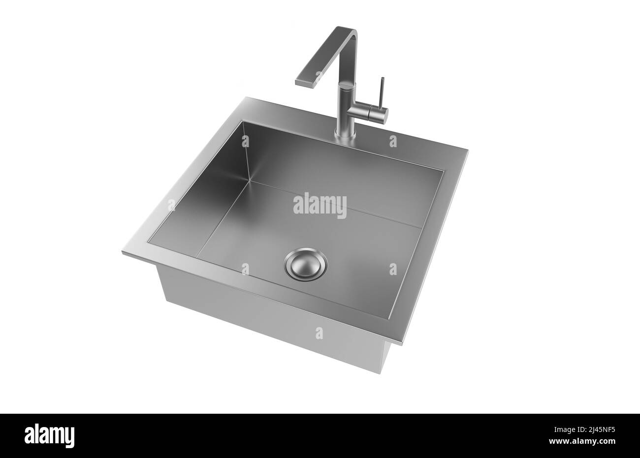Évier de cuisine isolé sur fond blanc, 3D rendu. Banque D'Images