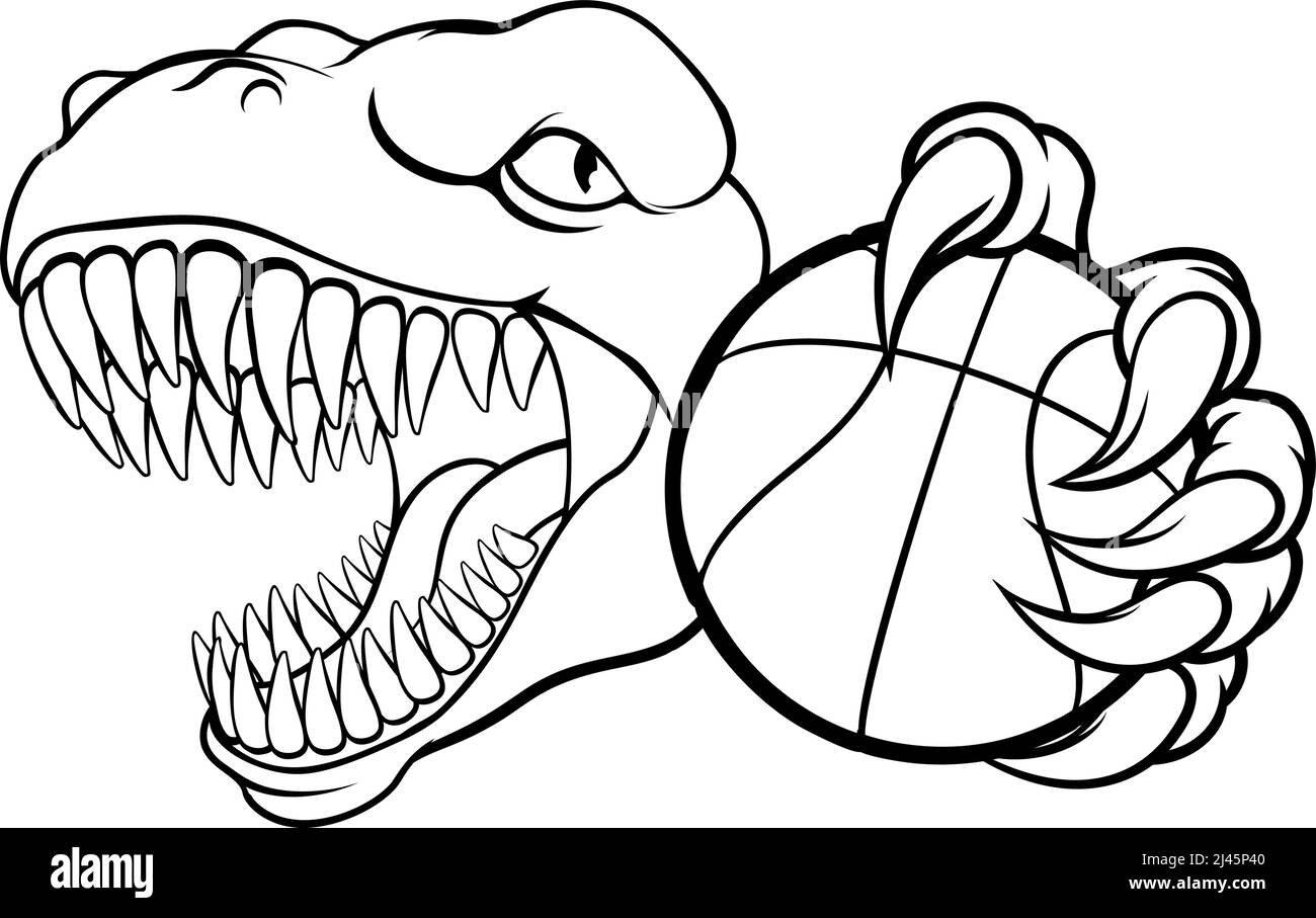 Joueur de basket-ball Sports Animaux dinosaure Mascot Illustration de Vecteur