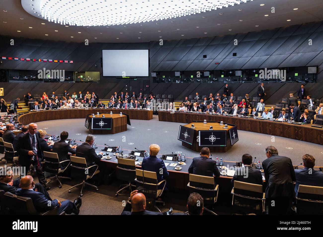 Les dirigeants du monde assistent à une réunion au sommet de l'Organisation du Traité de l'Atlantique Nord à Bruxelles. Banque D'Images