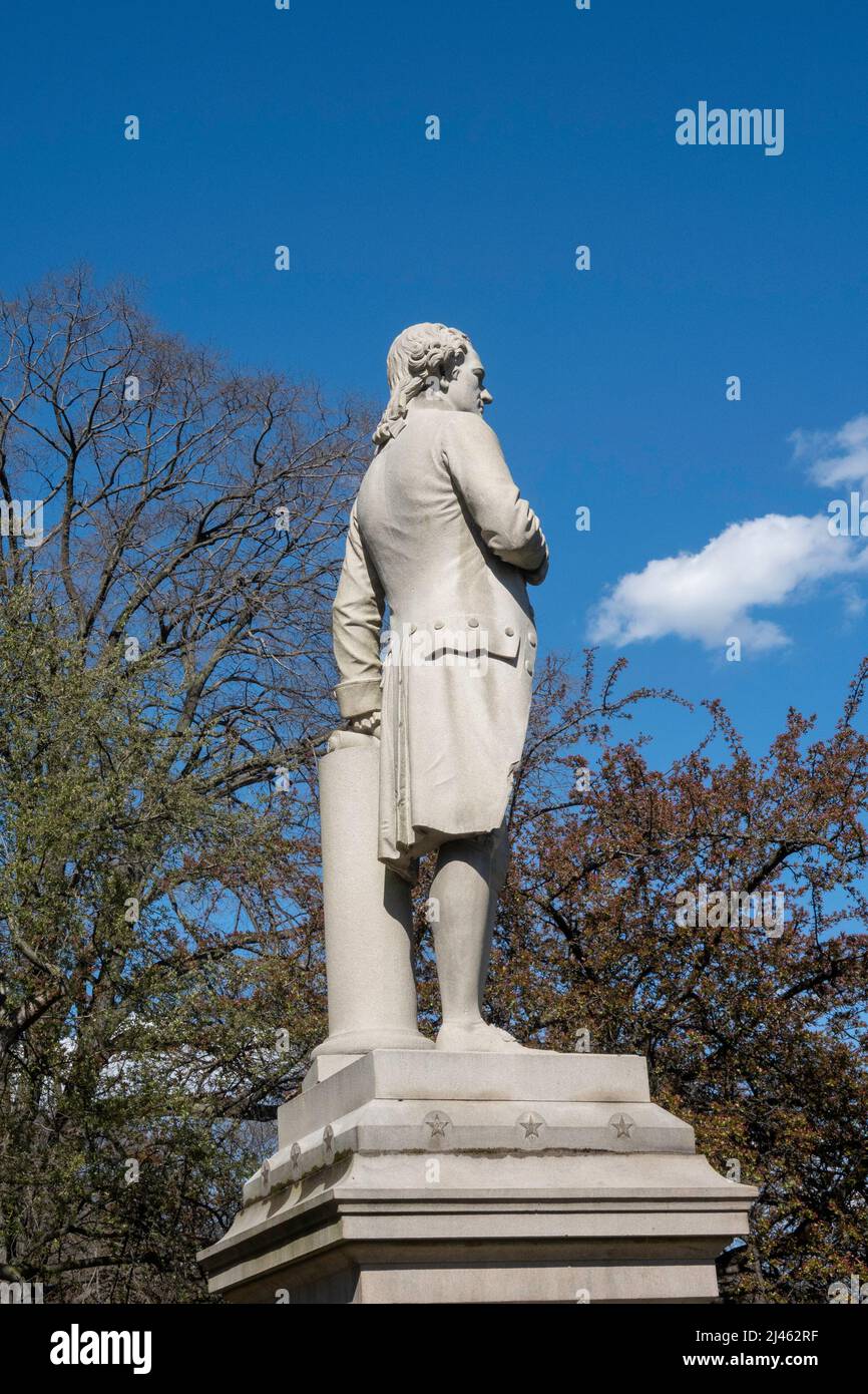 Permanent (plus de granit figure grandeur nature) d'Alexander Hamilton est un monument situé sur Central Park, New York City, USA Banque D'Images
