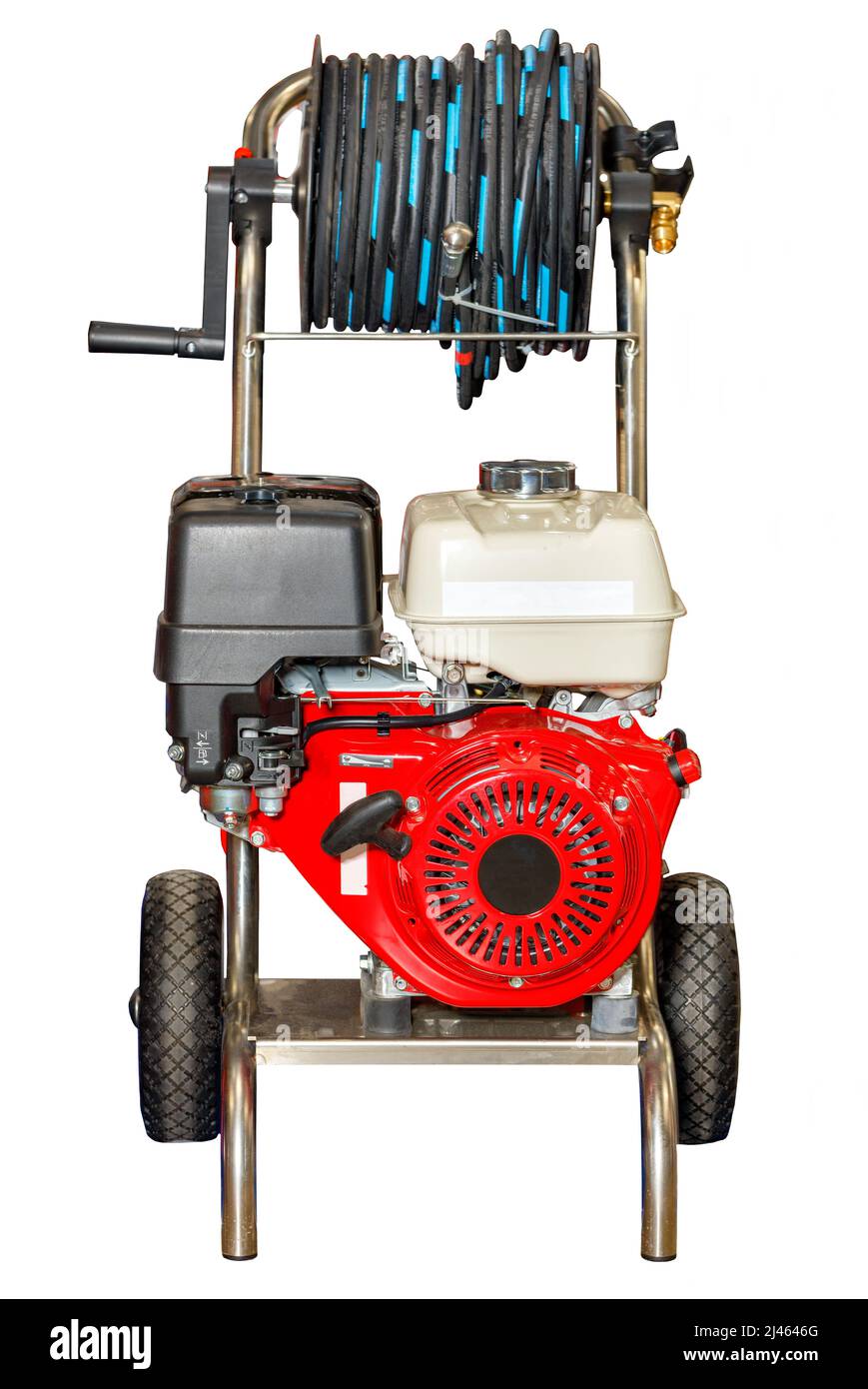 Moteur à essence sur une installation industrielle mobile pour le nettoyage des canalisations d'égout. Banque D'Images