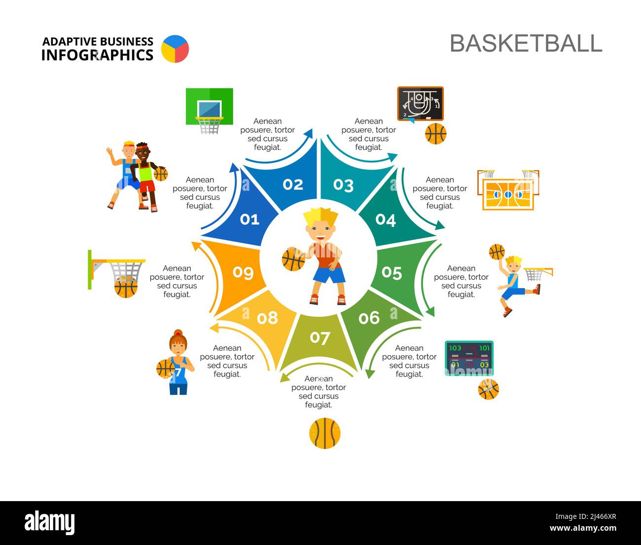 Diagramme de cycle. Diagramme de processus, art intelligent, mise en page. Concept créatif pour l'infographique, la présentation, le projet, le rapport. Peut être utilisé pour des sujets comme le sport, Illustration de Vecteur