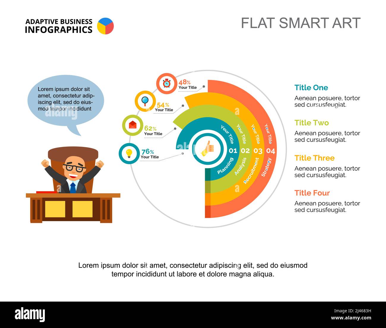 Tableau des quatre options. Données d'entreprise. Pourcentage, progression, conception. Concept créatif pour infographie, modèles, présentation. Peut être utilisé pour t Illustration de Vecteur