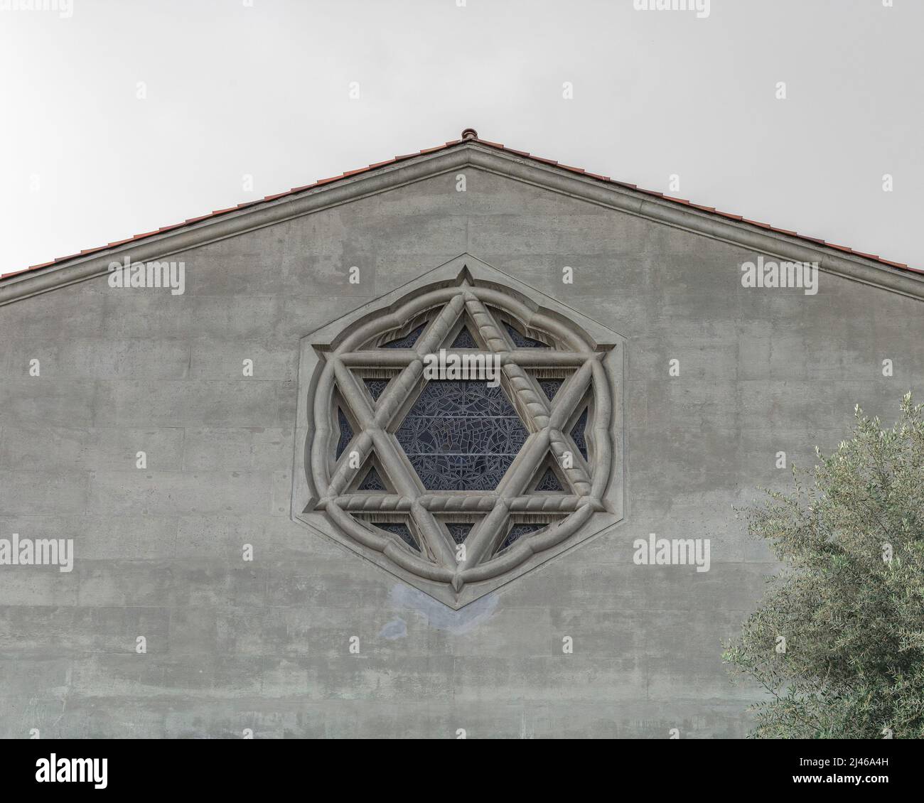 Gros plan de l'étoile de David sur une synagogue. Banque D'Images