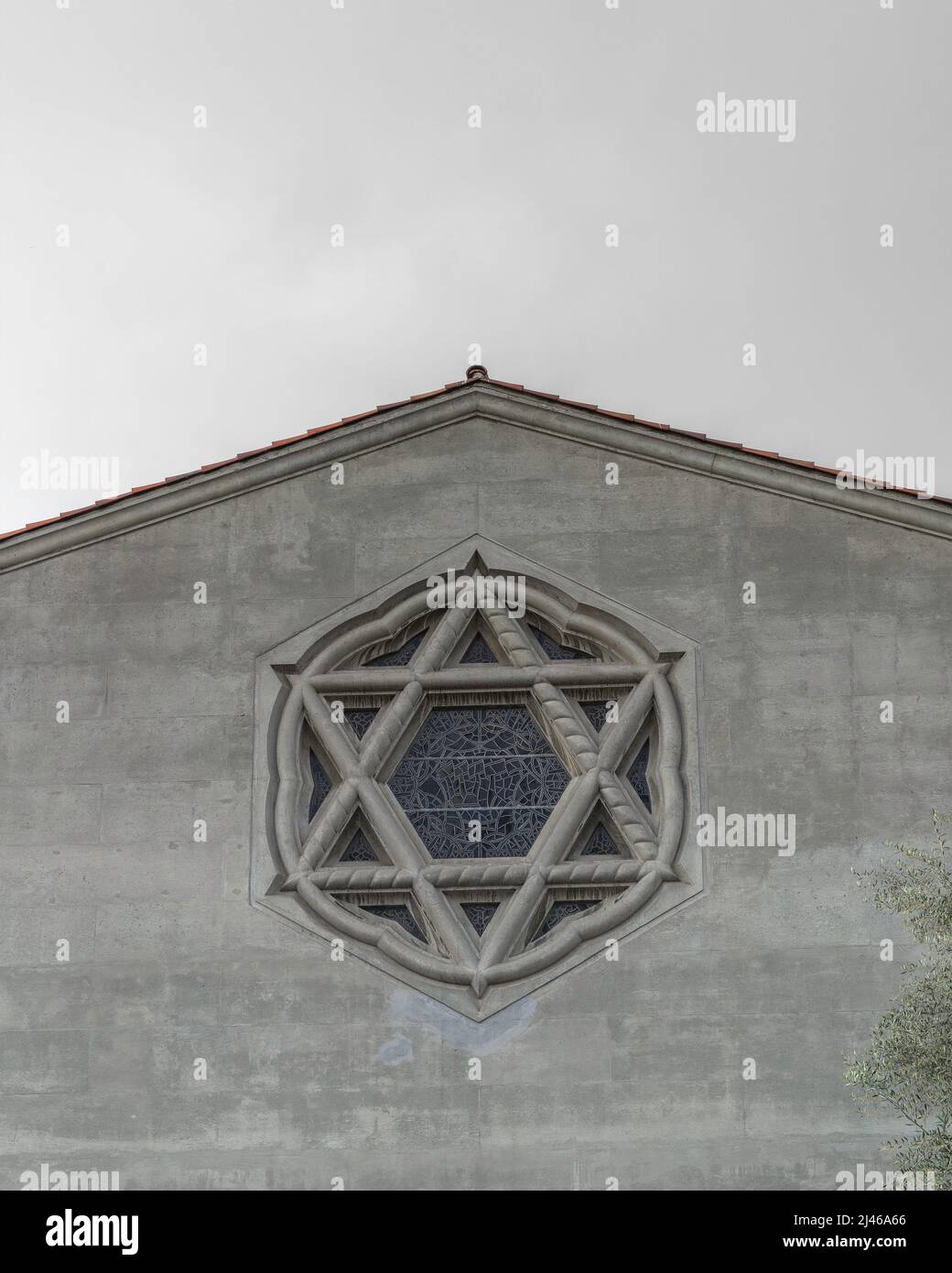 Gros plan de l'étoile de David sur une synagogue. Banque D'Images