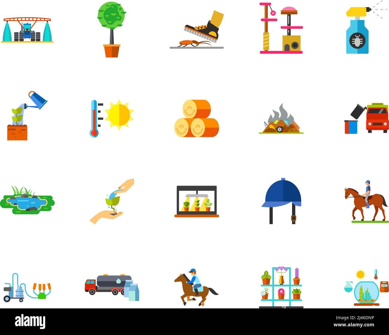 Jeu d'icônes de terres agricoles. Peut être utilisé pour des sujets comme le pays, le ranch, la plantation, l'agriculture Illustration de Vecteur