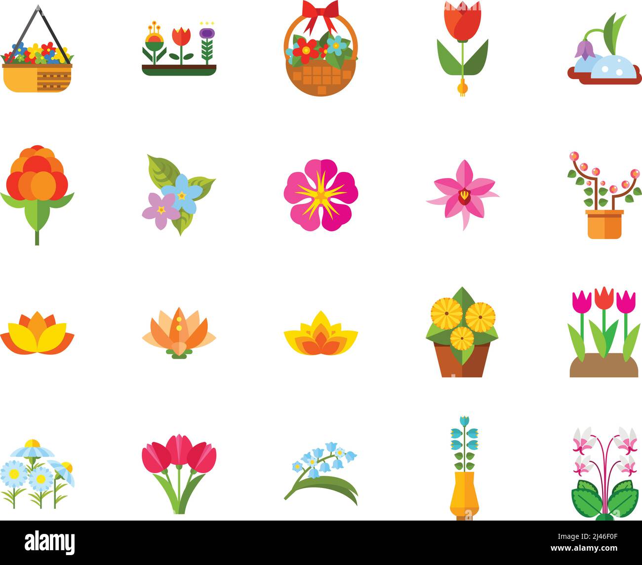 Ensemble d'icônes de fleurs. Peut être utilisé pour des sujets comme les plantes, la floriculture, la nature, la flore, le hobby, ressort, botanique Illustration de Vecteur