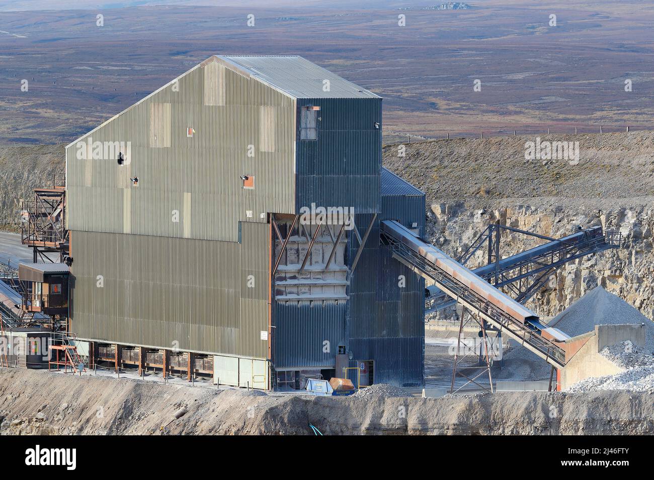 La carrière de Coldstones, située sur Greenhow Hill à 1400 pieds au-dessus du niveau de la mer, est l'une des carrières les plus élevées de Grande-Bretagne, exploitée par Hanson Aggregates Banque D'Images