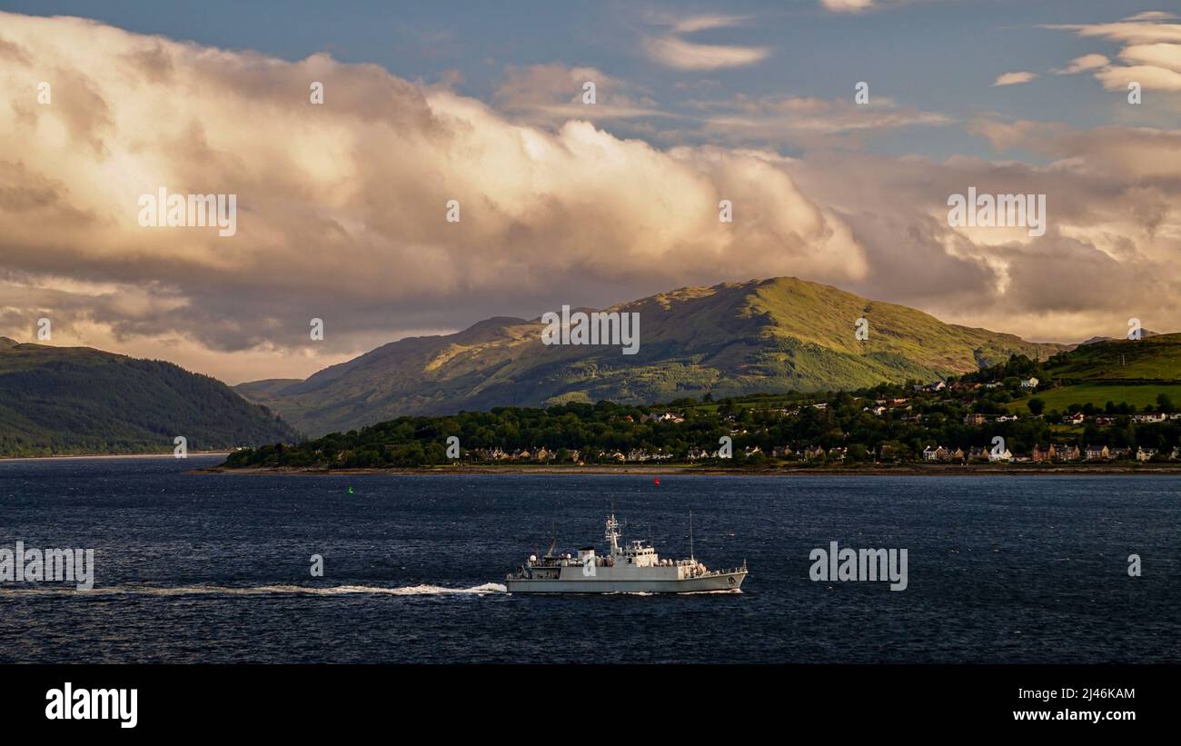 Navire naval, River Clyde, Écosse. Banque D'Images