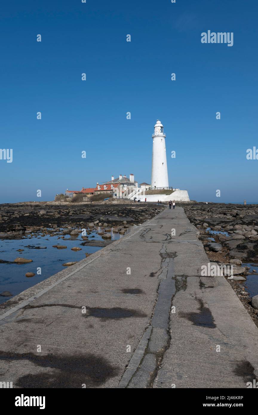 Phare de St Mary, Whitley Bay, Tyne and Wear, Royaume-Uni Banque D'Images