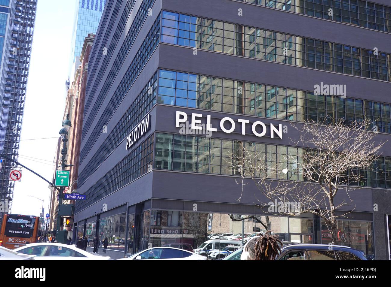 Peloton, siège de New York, Nineth Avenue Manhatten, New York, États-Unis Banque D'Images