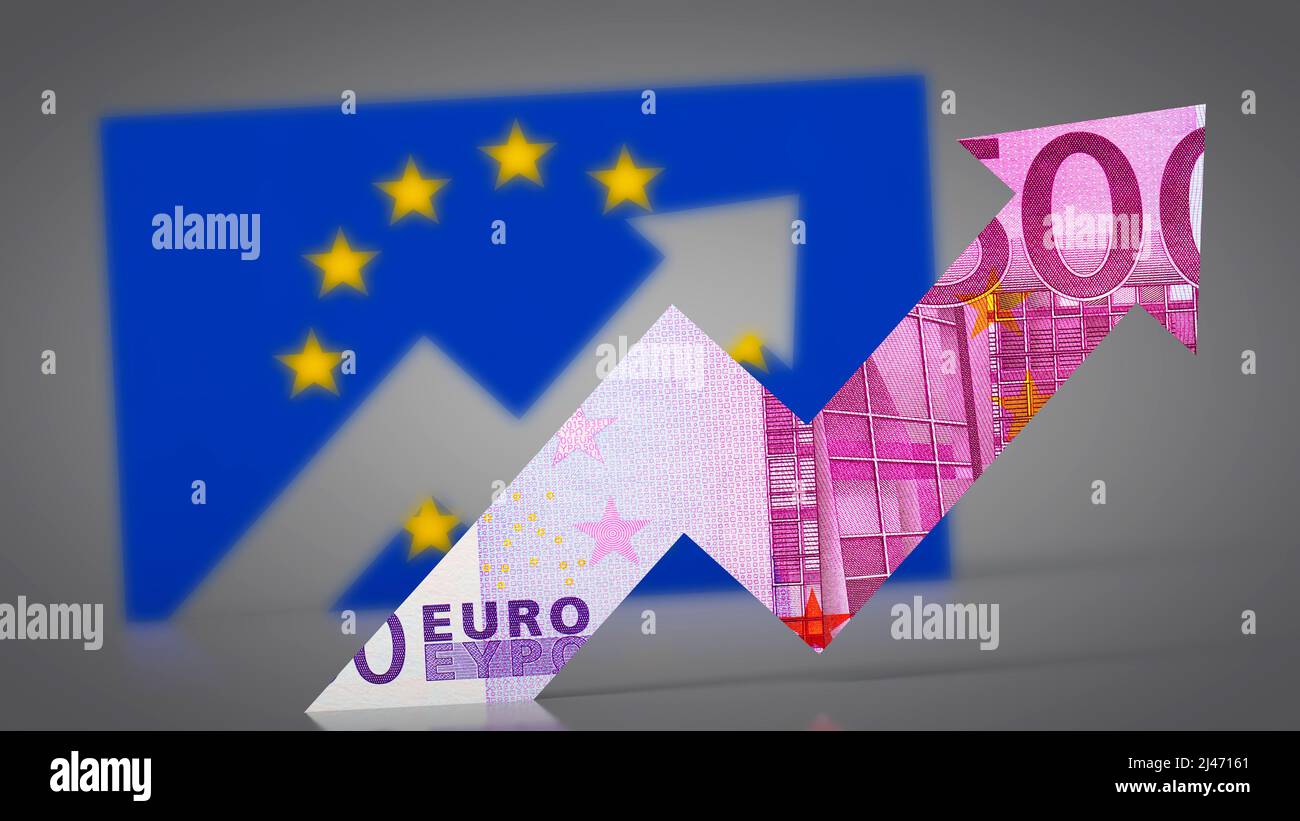 Inflation dans l'UE - le graphique monétaire augmente Banque D'Images