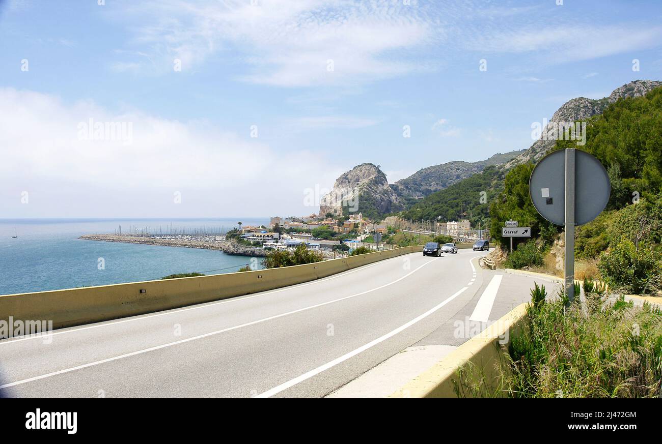 Panoramique de la côte d'El Garraf à Barcelone, Catalogne, Espagne, Europe Banque D'Images