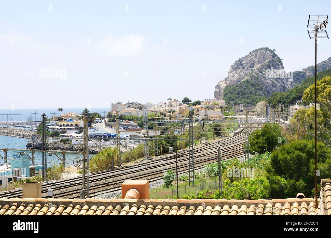 Panoramique de la côte d'El Garraf à Barcelone, Catalogne, Espagne, Europe Banque D'Images