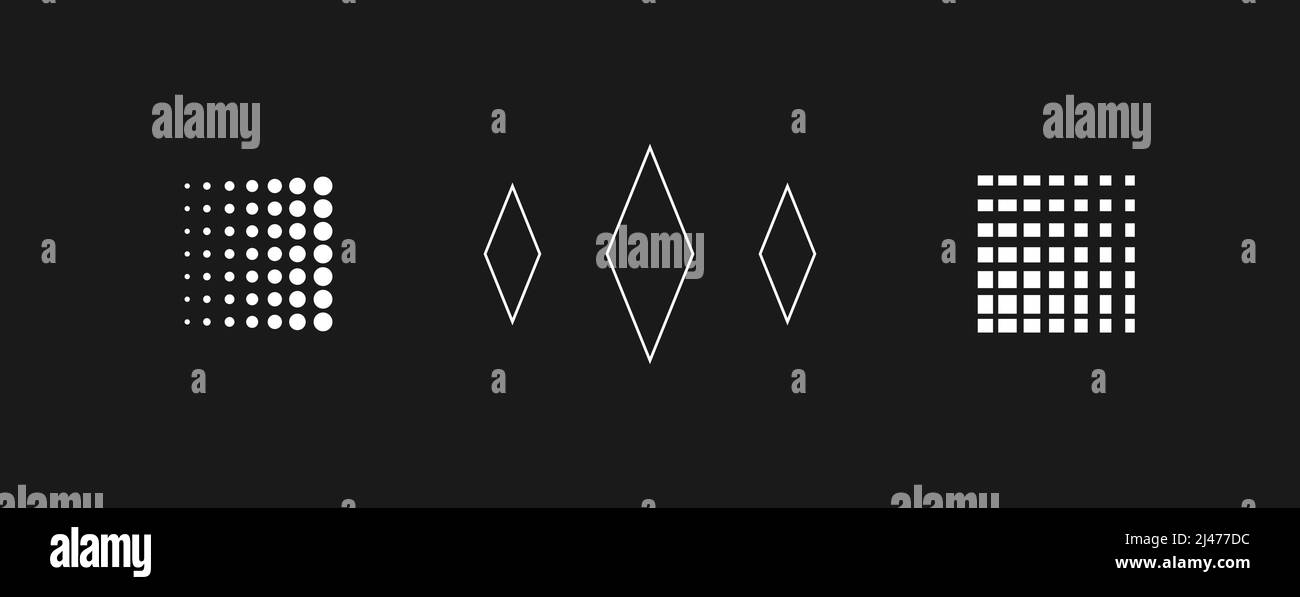 Ensemble d'éléments de conception de four à micro-ondes. Losange de style linéaire, formes carrées en pointillés. Lot de 1980s éléments de style « retwave ». Vecteur Illustration de Vecteur